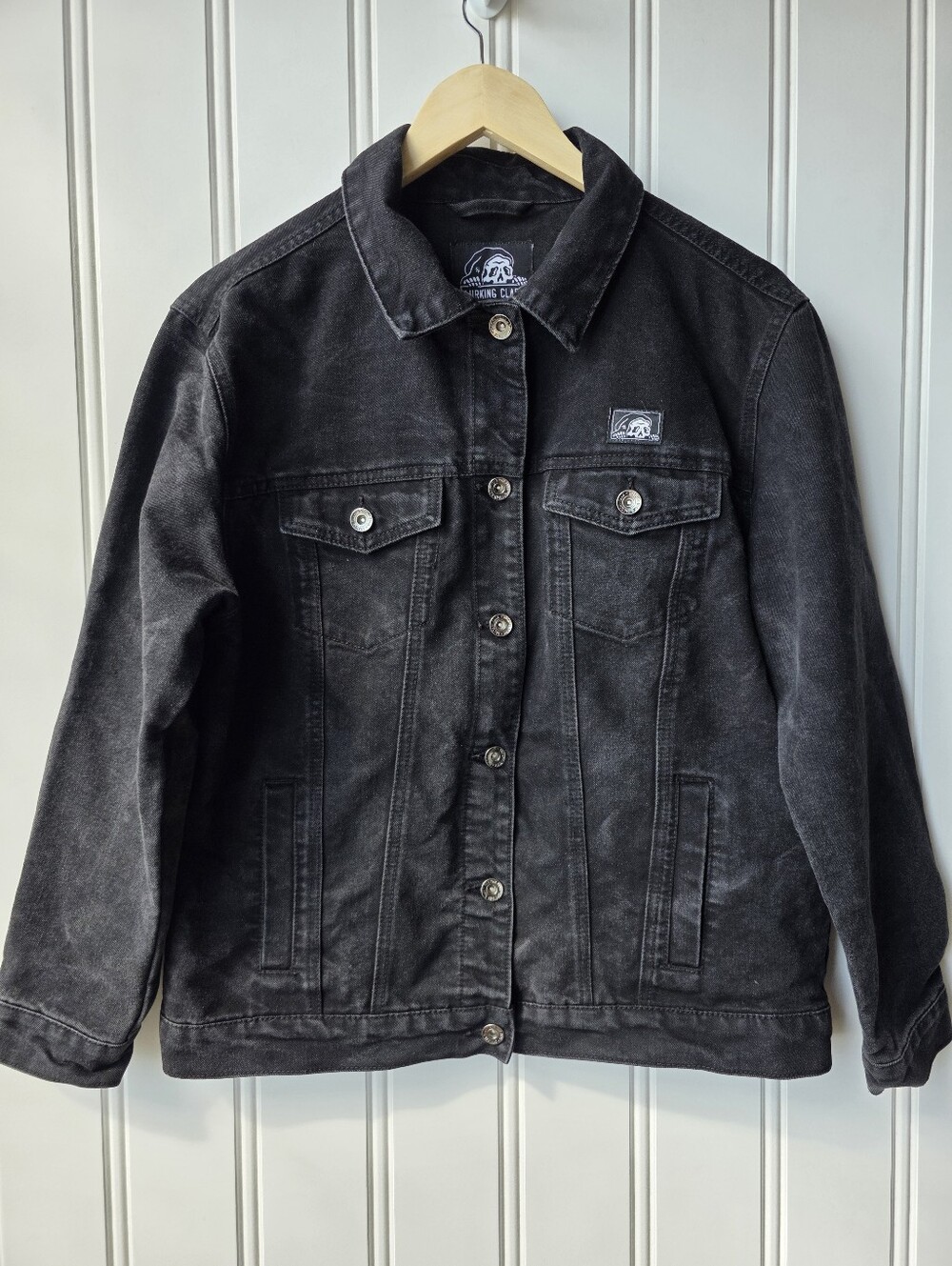 Lurking Class Sketchy Tank Black Denim Jacket Skull Roses Mens Small